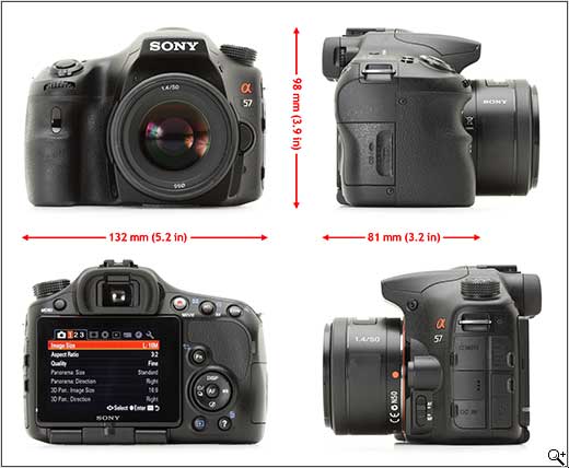 Sony A57 Вид спереди фотоаппарата А57